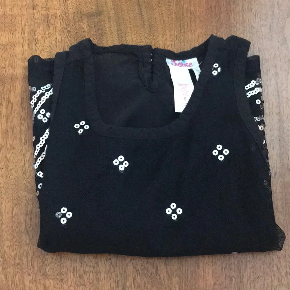 3/$20 Justice Black Top with Sequins - Tie Back